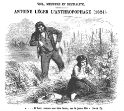 Antoine Léger se préparant à étrangler sa victime Aimée Constance Debully
