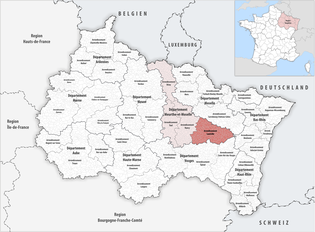 吕内维尔区在大東部大區与默尔特-摩泽尔省的位置
