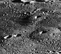 Oblique view of three of the six lunar domes north of Hortensius, from Lunar Orbiter 3