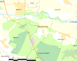 Mapa obce Nevy-lès-Dole