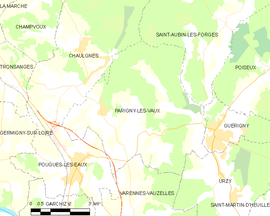 Mapa obce Parigny-les-Vaux