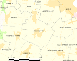 Mapa obce Monchecourt