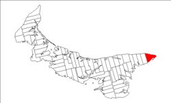 Map of Prince Edward Island highlighting Lot 47