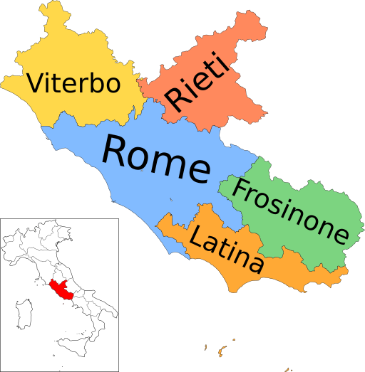 Map of region of Lazio, Italy, with provinces-en.svg