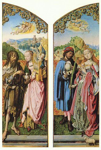 Inner left and right panels of the St Bartholomew Altarpiece (c.1510) Meister des Bartholomausaltars 004.jpg