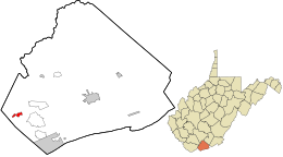 Location in Mercer County and the state of West Virginia.