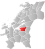 Stjørdal markert med rødt på fylkeskartet