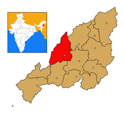 Wokha district's location in Nagaland