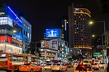 Myeong-dong is one of the most popular destinations in Seoul. Namdaemun-ro and Aloft Seoul Myeongdong by night.jpg