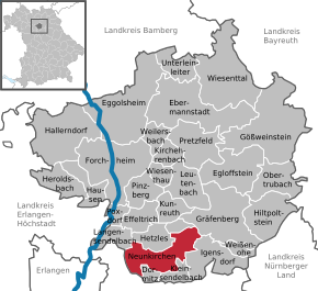 Poziția Neunkirchen am Brand pe harta districtului Forchheim