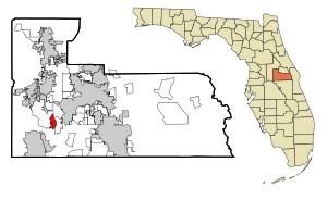 Lage von Bay Hill im Orange County (links) und in Florida (rechts)