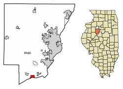 Location of Kingston Mines in Peoria County, Illinois.