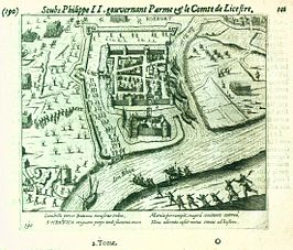 Ruhrort in 26 januari 1587. Inname van de stad door Maarten Schenck voor de Unie van Utrecht.