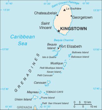 map of Saint Vincent and the Grenadines