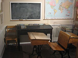 English: A Photo of the School House exhibit a...
