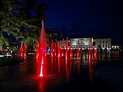 Colorful fountains at night