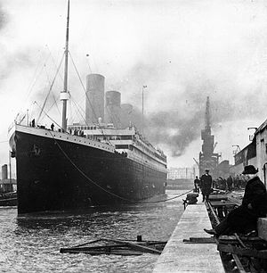 Titanic at the docks.
