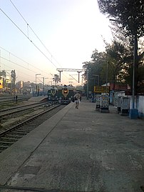 Up and Down Trains in Barasat railway station at platform Number 1 and 2.