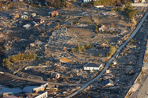 US Navy 110318-N-0076O-004 An aerial view of damage to northern Honshu, Japan, after a 9.0 magnitude earthquake and subsequent tsunami devastated t