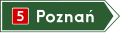 drogowskaz E-3 drogowskaz w kształcie strzały do miejscowości wskazujący numer drogi