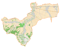 Mapa konturowa gminy wiejskiej Łańcut, po lewej nieco na dole znajduje się punkt z opisem „Cierpisz”