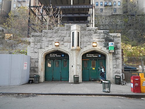 Entrance to the 181st Street IND station on Overlook Terrace at 184th Street
