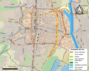 Carte en couleurs présentant l'occupation des sols.