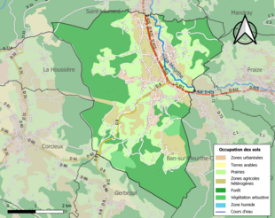 Carte en couleurs présentant l'occupation des sols.