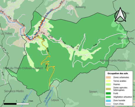 Carte en couleurs présentant l'occupation des sols.