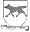 A Song of Ice and Fire arms of House Stark running direwolf white scroll.png