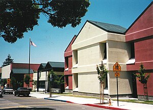 The front of Albany Middle School at its locat...