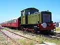 Lok mit Londoner Tube-Waggons, Alderney Railway