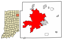 Location of Fort Wayne in Allen County, Indiana.