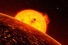 Artist's impression of CoRoT-7b, likely a lava exoplanet Artist's impression of Corot-7b.jpg