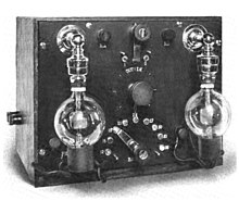 One of the earliest Audion radio receivers, constructed by De Forest in 1914 Audion receiver.jpg