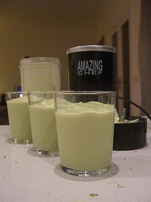 Avocado, milk, condensed milk and ice smoothie...