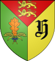 Arms of Hugleville-en-Caux, Normandy, featuring a leaf orange.