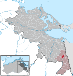 Elhelyezkedése Mecklenburg-Elő-Pomeránia térképén