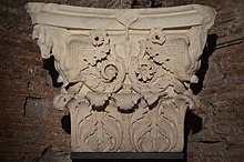 Corinthian pilaster capital supported by protomes of pegasi, from the interior of the cella of the Temple of Mars Ultor in the Forum of Augustus, now in the Museo dei Fori Imperiali, Rome Corinthian capital supported by protomes of Pegasus, from the interior of the cella of the Temple of Mars Ultor in the Forum of Augustus, Augustan Age, Museo dei Fori Imperiali, Rome (32416581701).jpg