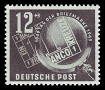 Schwarzer Einser. Día del Sello Postal. RDA, 1949, diseño Gravenhorst