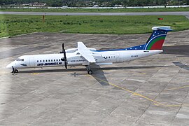 De Havilland Canada DHC-8-400 de l'US-Bangla Airlines à l'aéroport international d'Osmani, en mai 2015