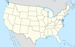 Location of Delaware in the United States