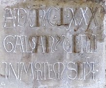 Epigrafe in marmo: «A.D. MCLXXX Galgan[us] venit in Montem Sepi»