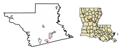 Location of Creola in Grant Parish, Louisiana.