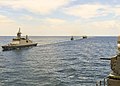 HTMS Bhumibol Adulyadej (FFG 471) sails with naval ships from the U.S. and Thailand during CARAT Thailand 2019