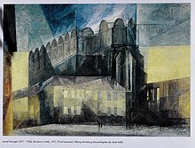 Lyonel Feininger, Dom in Halle, 1931, Cathedral of Halle, Germany Halle Dom Infotafel Feininger detail.jpg