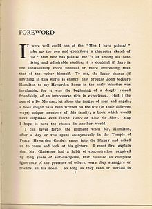 The foreword to Men I Have Painted, by John McLure Hamilton; 1921 Hamilton Men I Have Painted 007.jpg