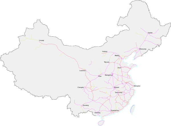 Железнодорожные линии в Китае, обслуживающие CRH