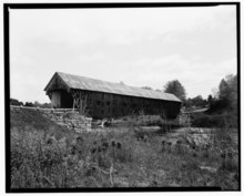 Historical American Buildings Survey L. C. Durette, Photographer May 15, 1936. VIEW LOOKING NORTH WEST - Covered Bridge, Spanning Contoocook River, Hopkinton, Merrimack County, NH HABS NH,7-HOP.V,2-1.tif