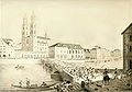 Kolonne Ralin tħalli Pjazza Münsterhof lejn (mill-lum) Limmatquai, Grossmünster u Wasserkirche (fuq il-lemin) fl-isfond. (Is-6 ta' Settembru 1839 kien kolp ta' stat mill-popolazzjoni rurali konservattiva kontra l-gvern liberali tal-belt ta' Zurich lejlet il-formazzjoni tal-istat federali Żvizzeru).